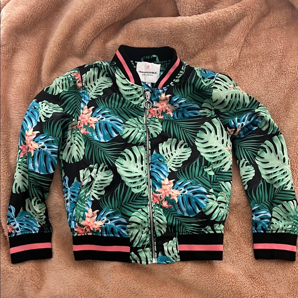 Urban Republic Tropical Print Bomber Jacket